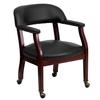 Flash Furniture B-Z100-BLACK-GG Mahogany Conference Chair with Black Vinyl Upholstery 