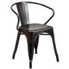 Flash Furniture CH-31270-BQ-GG Black & Gold Curved Back with Vertical Slat Stacking Armchair 