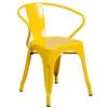 Flash Furniture CH-31270-YL-GG Yellow Metal Curved Back with Vertical Slat Stacking Armchair 