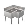 Krowne KR24-3CS 36in X 24in Three Compartment Corner Bar Sink 