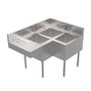 Krowne KR24-3CS-L 48in X 24in Three Compartment Corner Bar Sink 