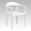 Flash Furniture RUT-418-WH-GG Hercules White Plastic Cafe Stacking Chair with Metal Frame 