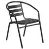 Flash Furniture TLH-017C-BK-GG Black Aluminum Curved Ladder Back Stacking Patio Armchair 