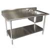 Advance Tabco 60inx30in Stainless Work Table with Prep Sink & Stainless Shelf - KMS-11B-305* 