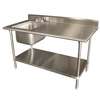 Advance Tabco 72inx30in Stainless Work Table with Prep Sink On Left - KMS-11B-306L 