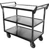 GSW USA Heavy Duty 40 x 20 Utility Cart 3 Tier Stainless 5in Casters - C-2333 