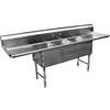 GSW USA Three Compartment Sink 10 x 14 x 10, 2 - 12in Drainboard NSF - SE10143D 