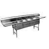 GSW USA SE16204D18 4 Compartment Sink with 20x16x12 Bowls & Two 18in Drainboards 