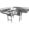 GSW USA 3 Compartment Corner stainless steel Sink 24x24x14 Two 24in Drainboards - SH24243C 