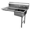 GSW USA 60in stainless steel Undercounter dishtable - Right Side - DT60U-R 