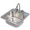 BK Resources Drop In Hand Sink Stainless with Deck Mount Faucet & Drain - BK-DIS-1515-P-G 