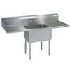 BK Resources 1 Compartment Sink stainless steel with 16inx20inx12"D Bowl & 2 Drainboards - BKS-1-1620-12-18T 