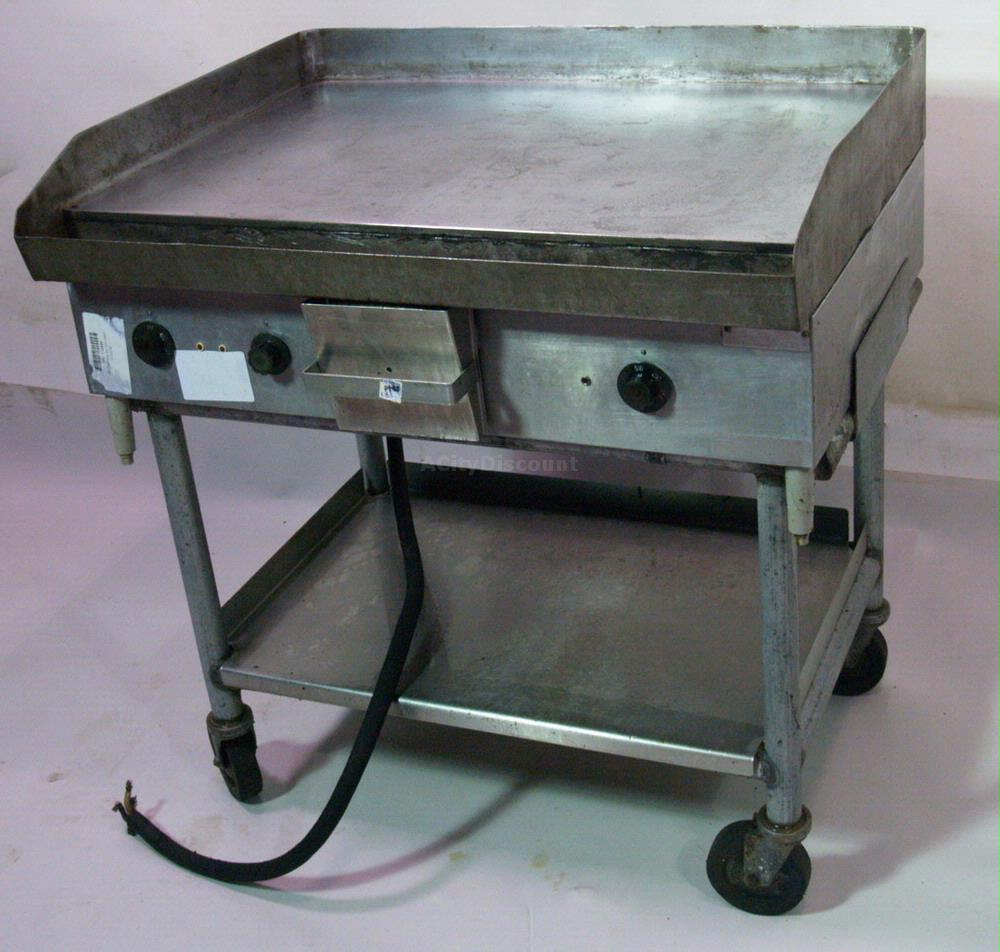 Used Hobart EG58 36" Elec Commercial Flat Grill Griddle w/ Mobile Stand