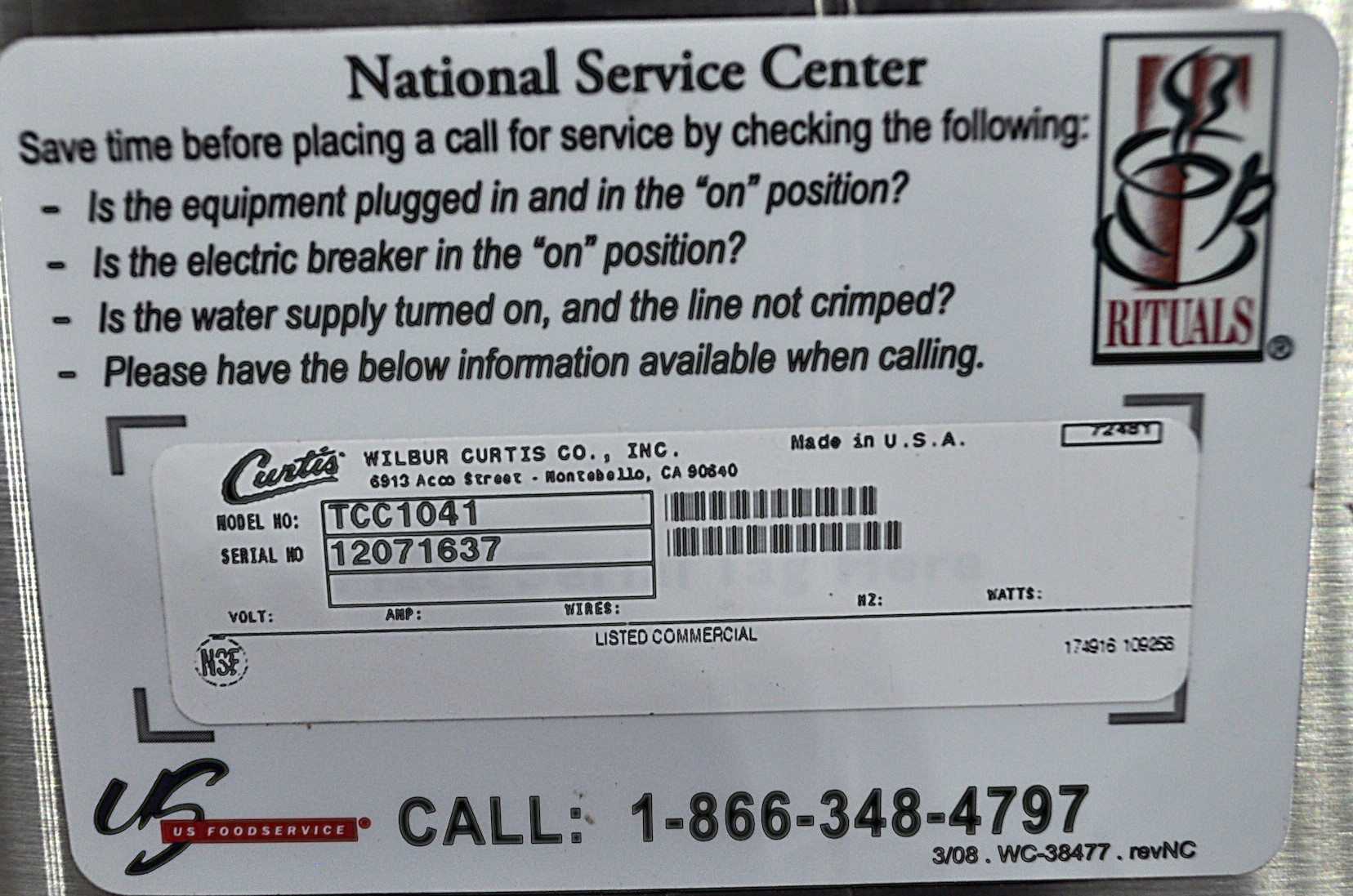 Wilbur Curtis Co, Inc TCC1041 - Item 159020