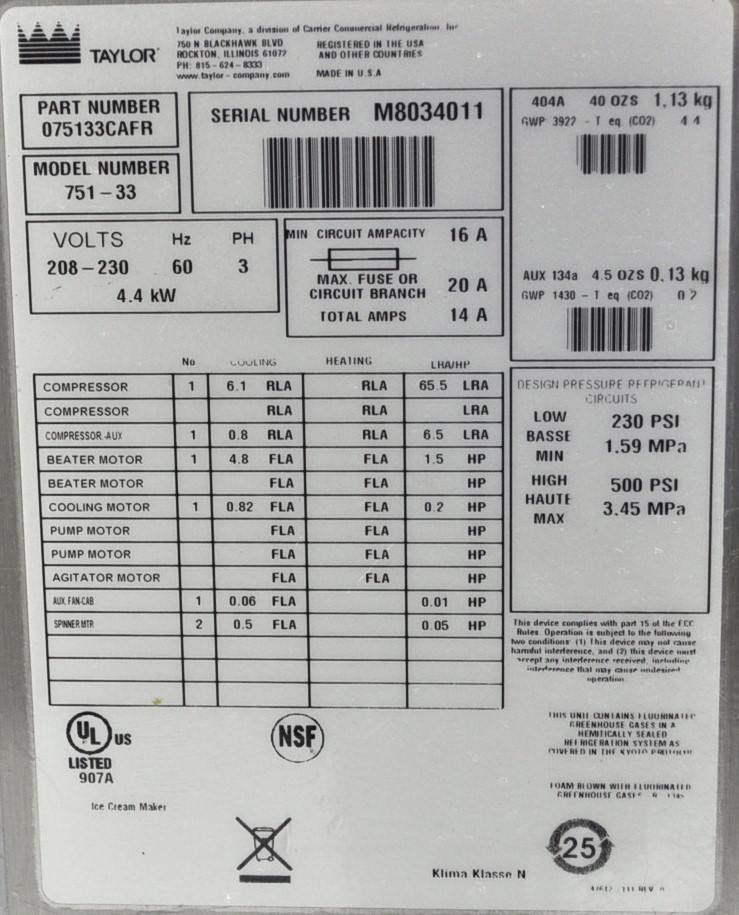 Taylor 751-33 - Item 241650