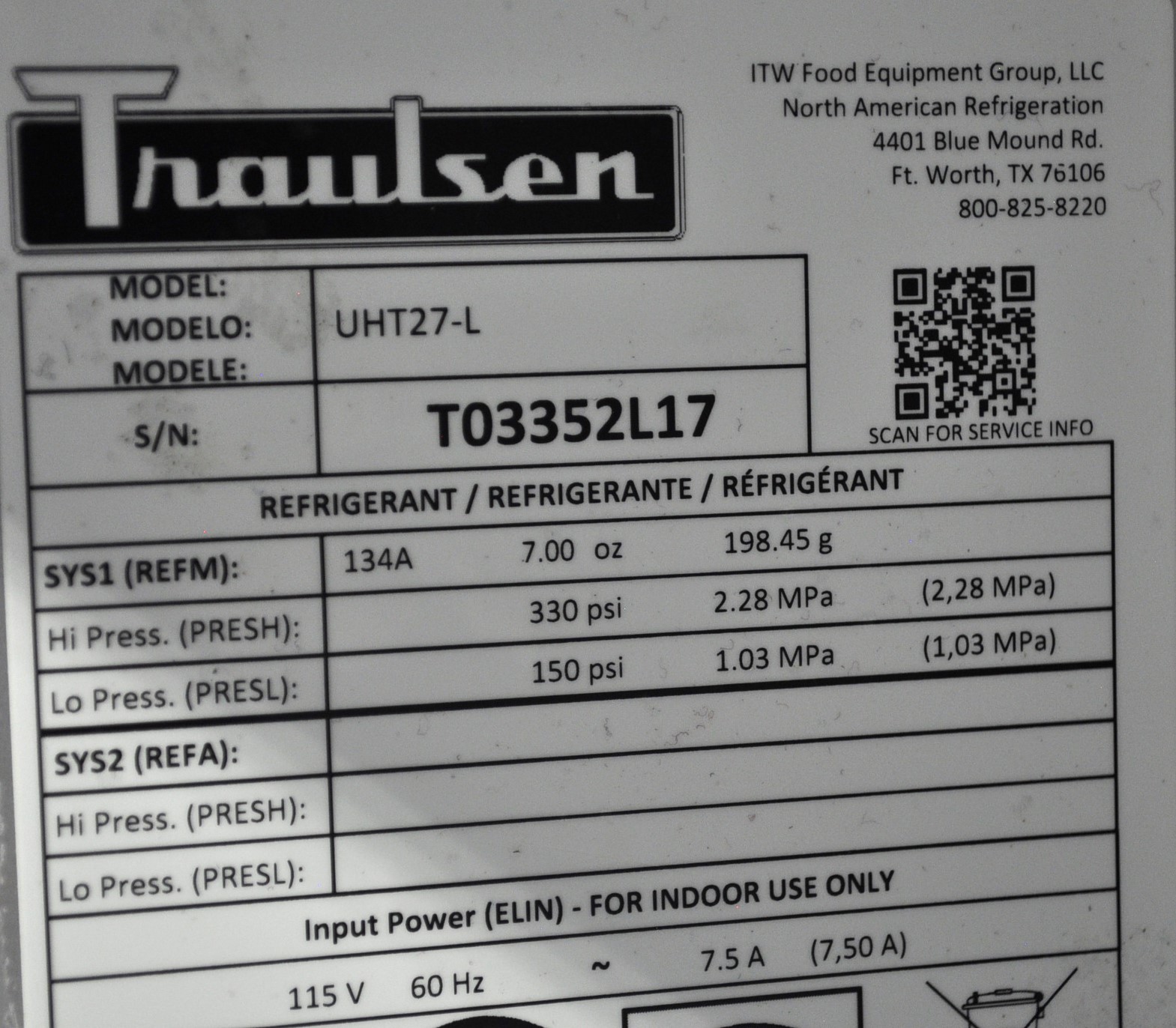 Traulsen UHT27-L - Item 241652