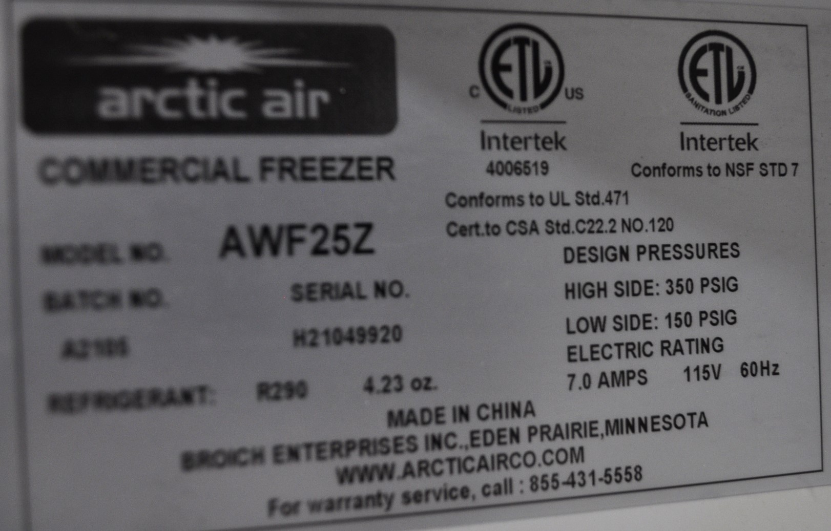 Arctic Air AWF25Z - Item 242281