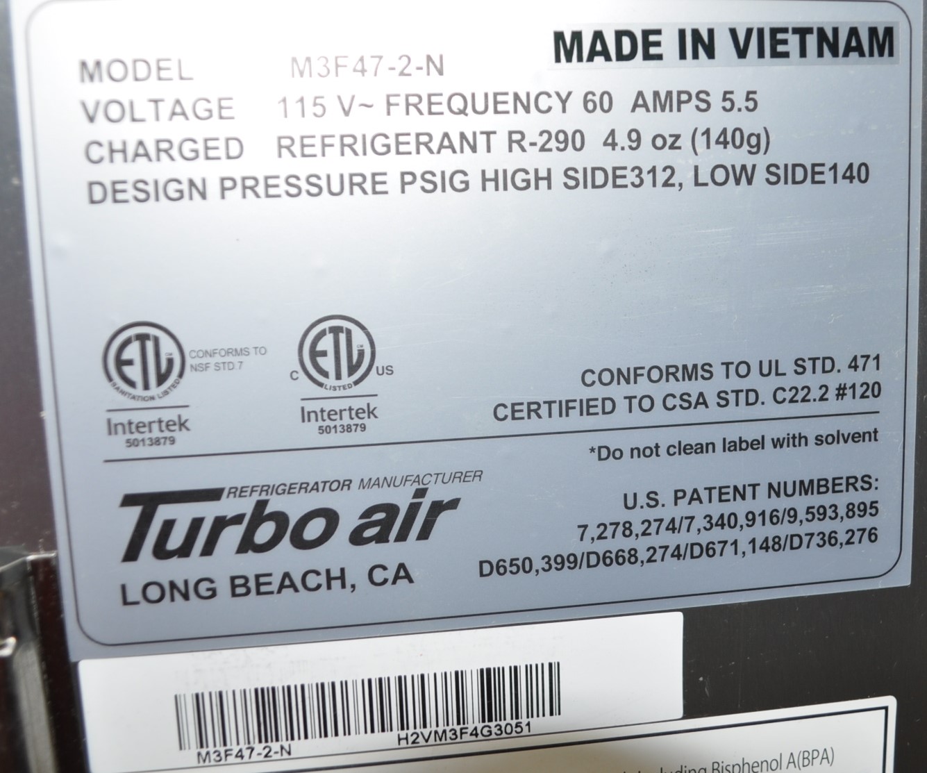 Turbo Air M3F47-2-N - Item 242403