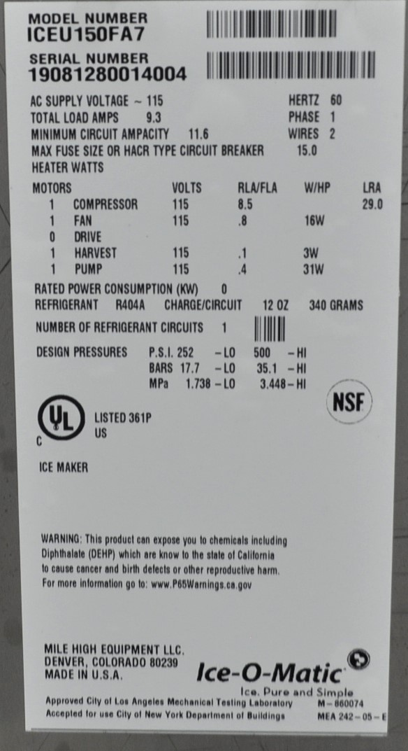 Ice-O-Matic ICEU150FA7 - Item 246850