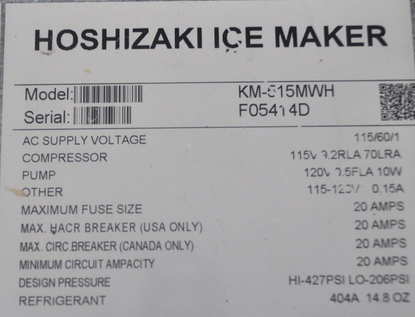 Hoshizaki KM-515MWH - Item 247521