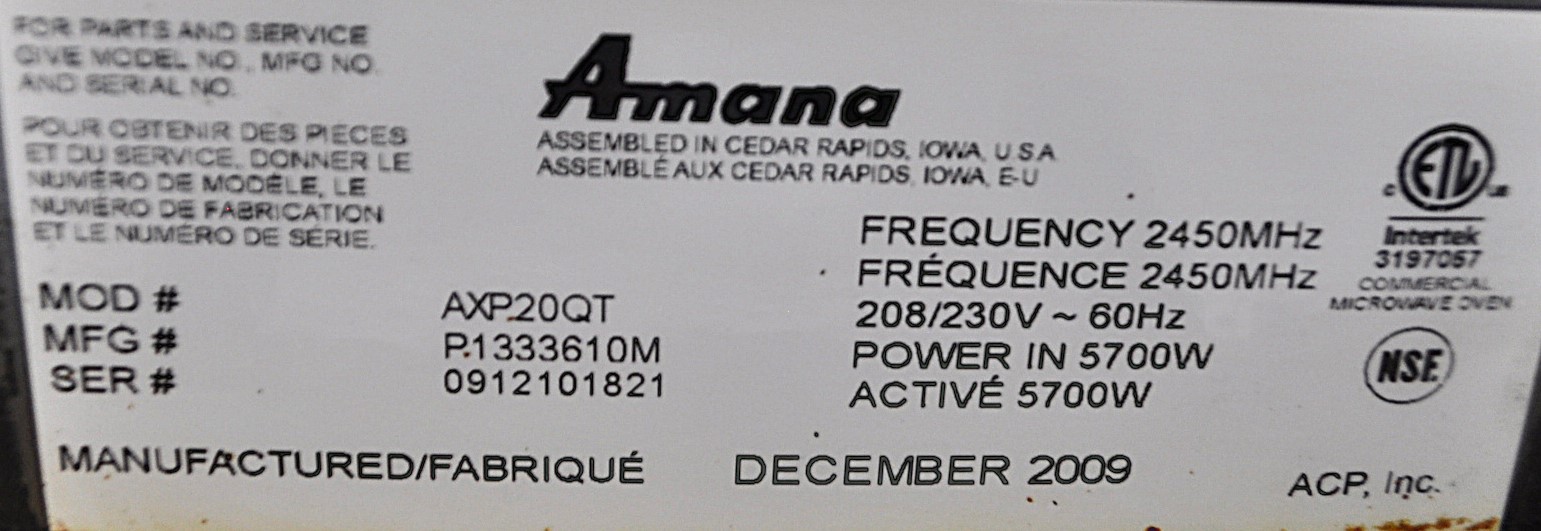 Amana AXP20QT - Item 248035