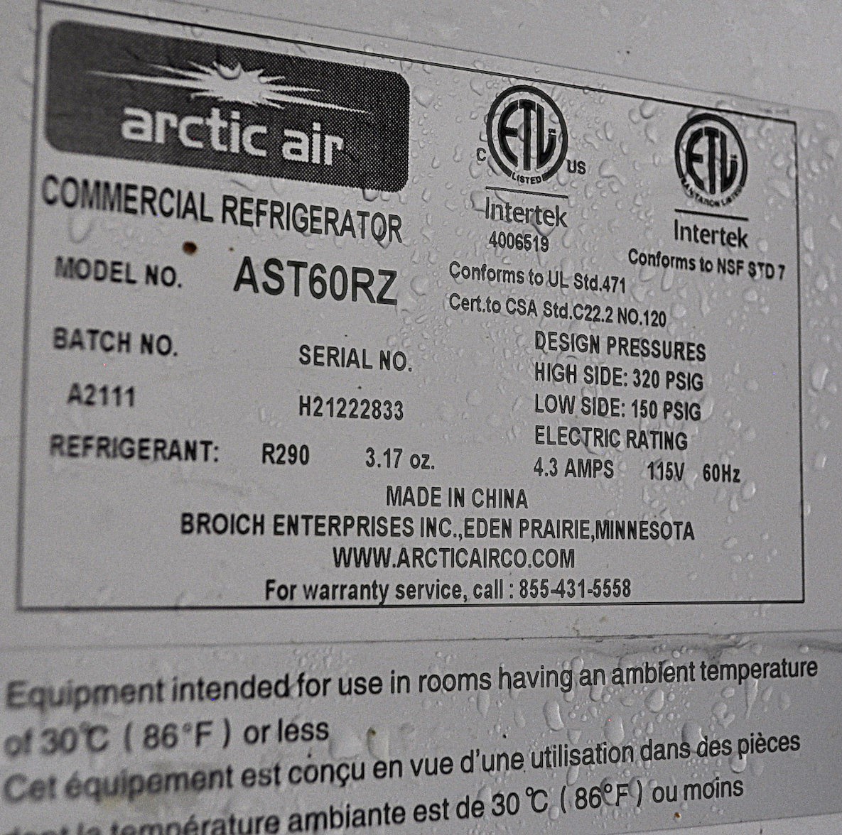 Arctic Air AST60RZ - Item 248062