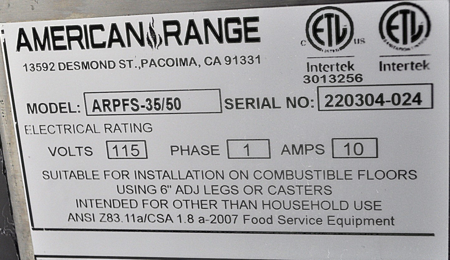 American Range ARPFS - 35/50 - Item 248210