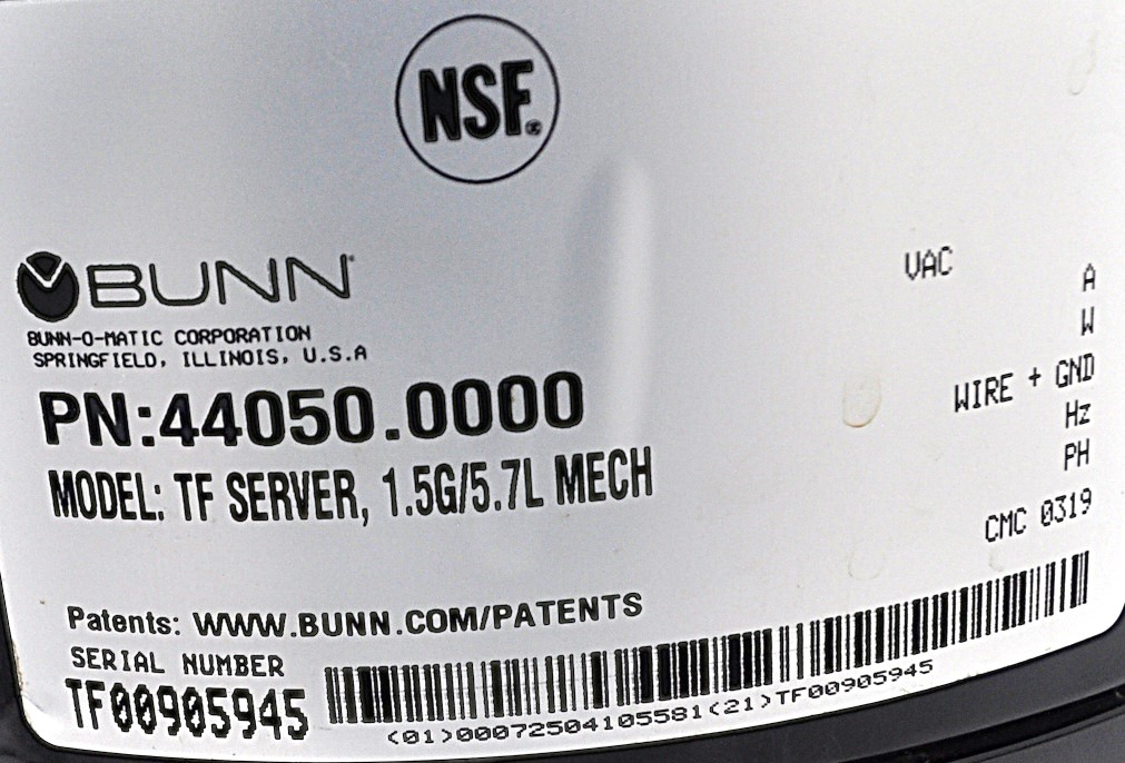 Bunn TF SERVER - Item 254112
