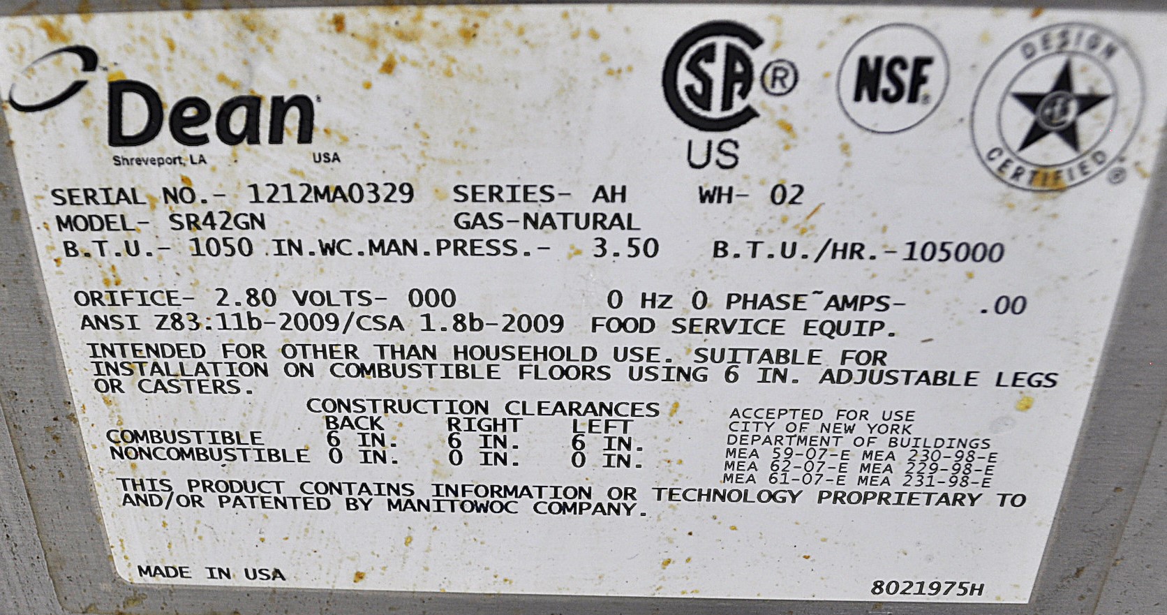 Frymaster SR42GN - Item 254519