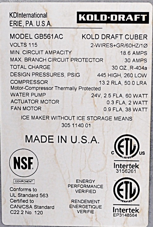 Kold-Draft GB561AC - Item 257166