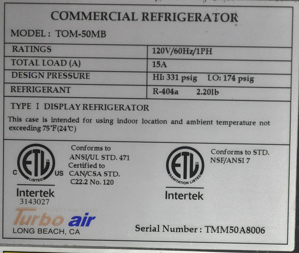 Turbo Air TOM-50MB - Item 257593