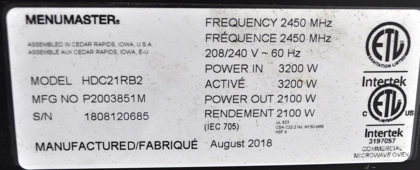 Amana HDC21RB2 - Item 259576