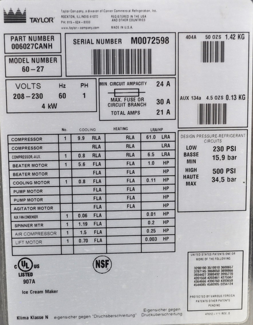 Taylor 60-27 - Item 259579