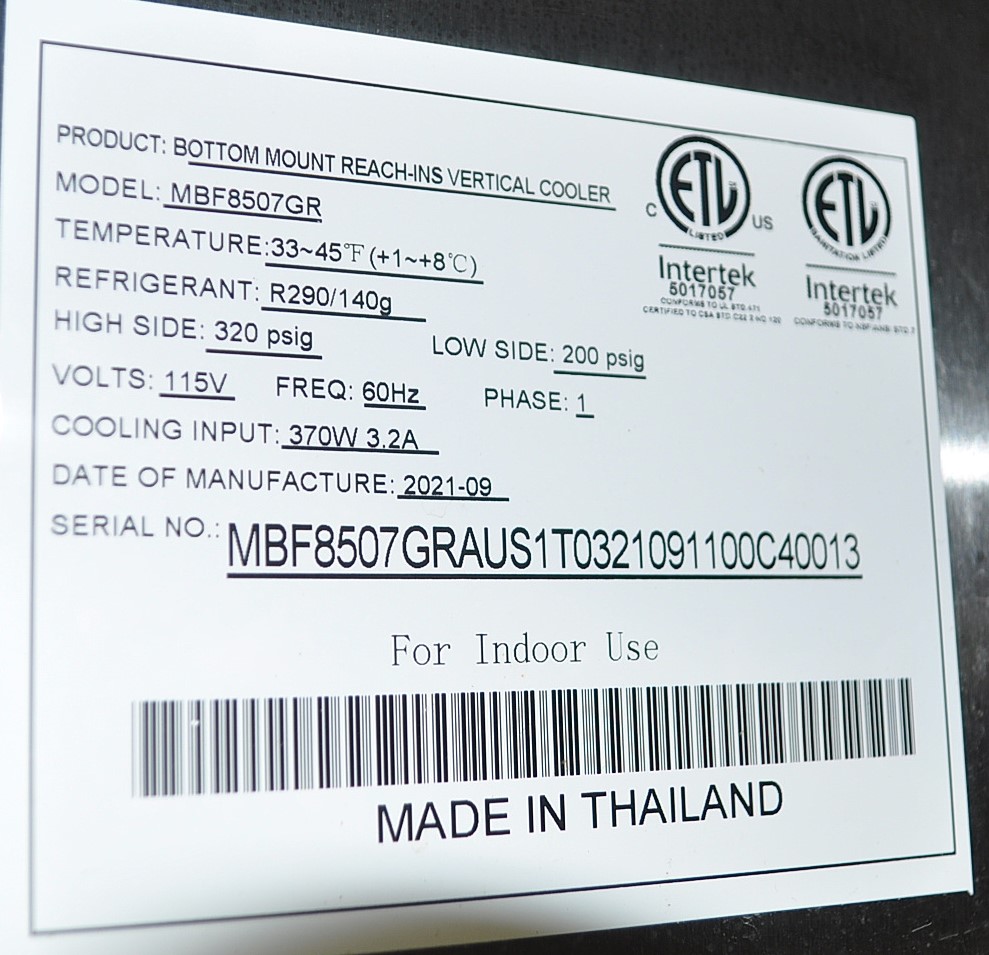 Atosa MBF8507GR - Item 259643