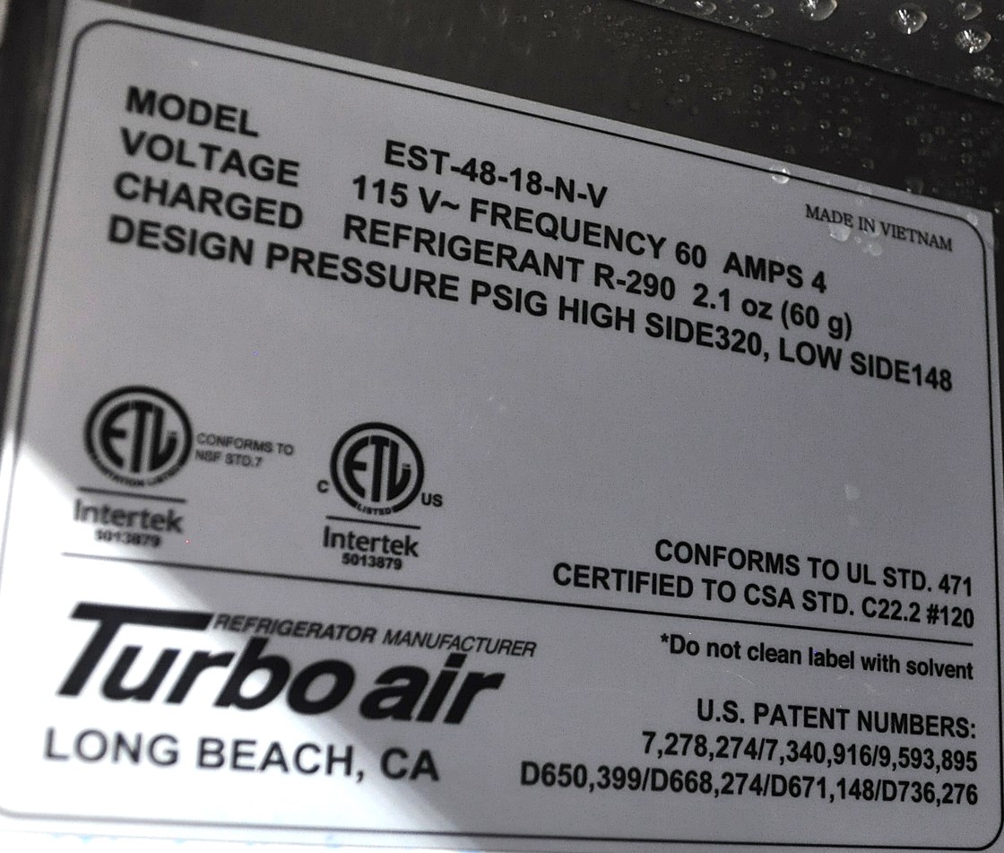 Turbo Air EST-48-18-N-V - Item 259784