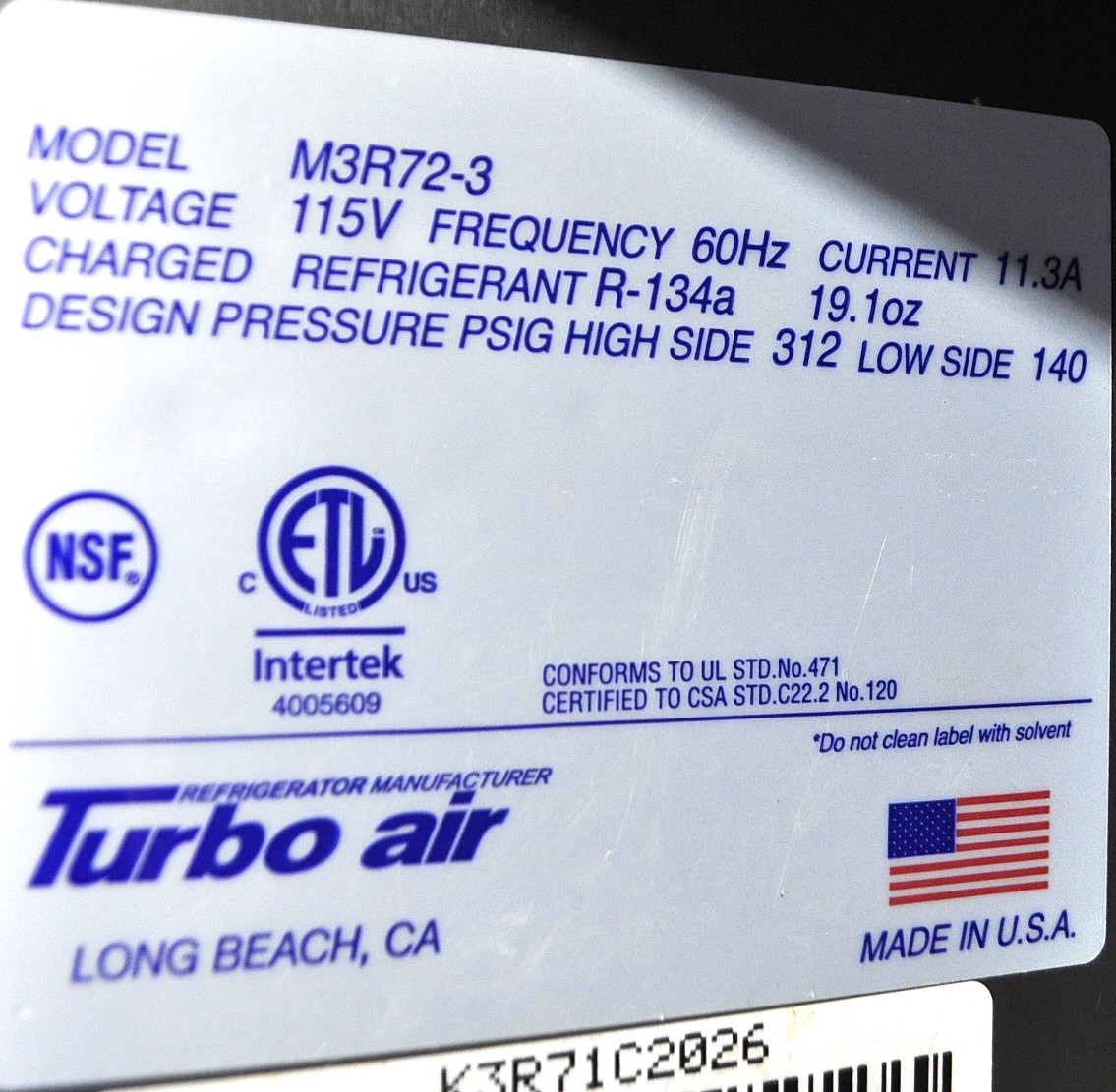 Turbo Air M3R72-3 - Item 260238