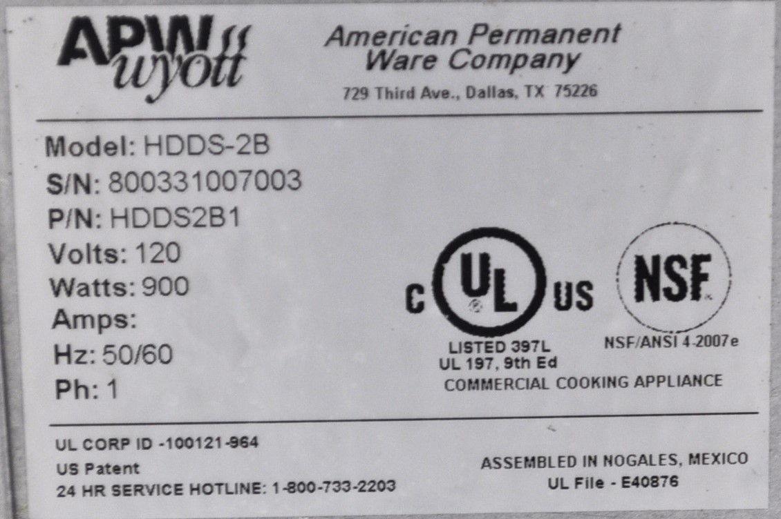 APW Wyott HDDS-2B - Item 260365