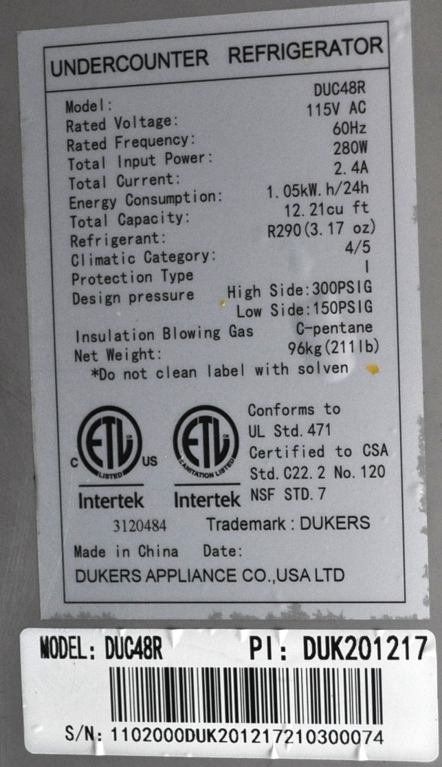 Dukers DUC48R - Item 261375