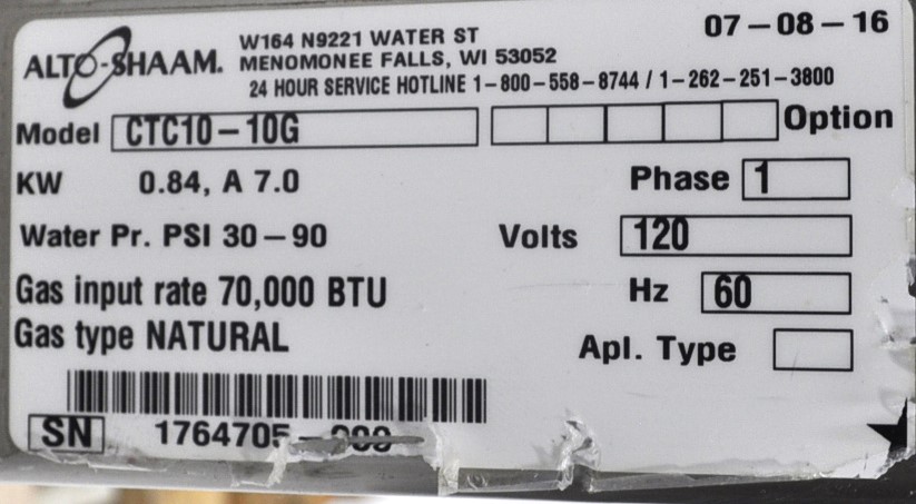 Alto-Shaam CTC10-10G - Item 261943