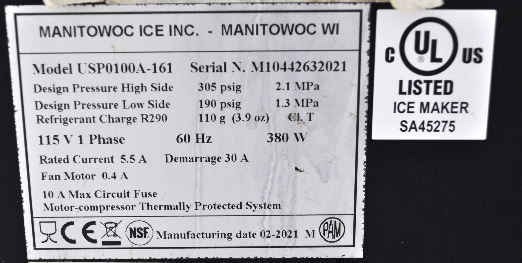 Manitowoc USP0100A-161 - Item 262709