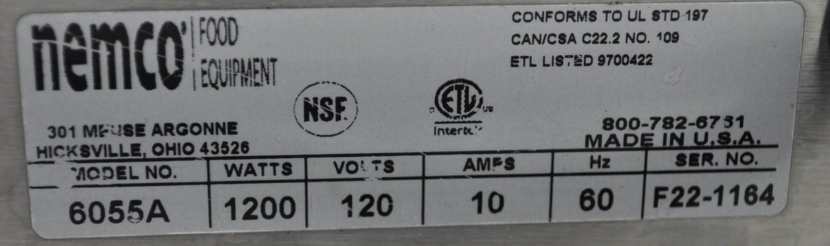 Nemco 6055A - Item 264160