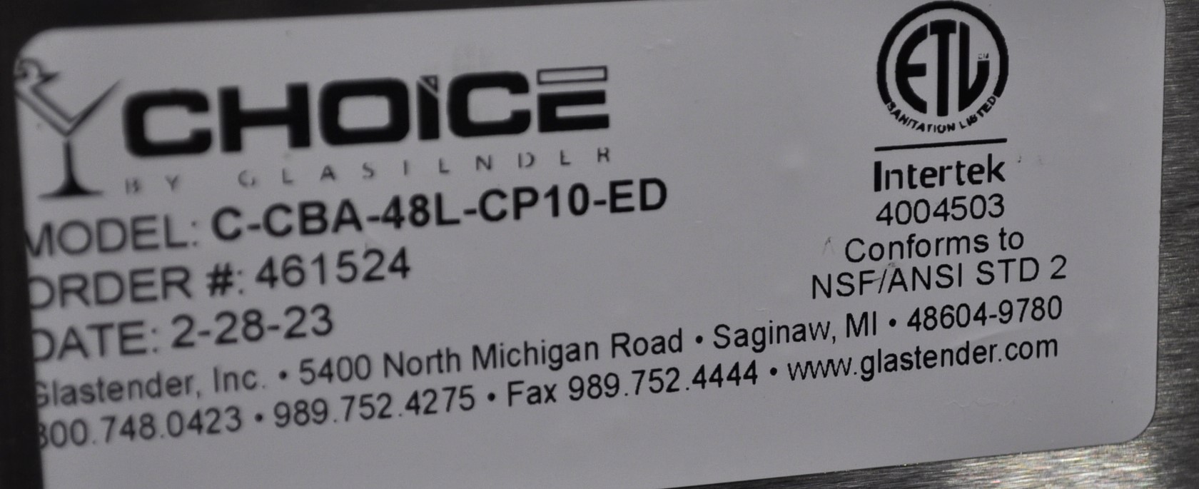 Glastender C-CBA-48L-CP10-ED - Item 264550