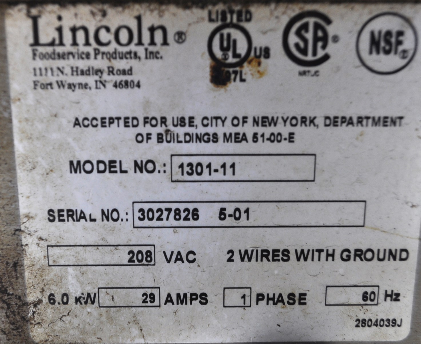 Lincoln 1301-11 - Item 264745