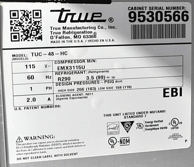 True TUC-48-HC - Item 265086