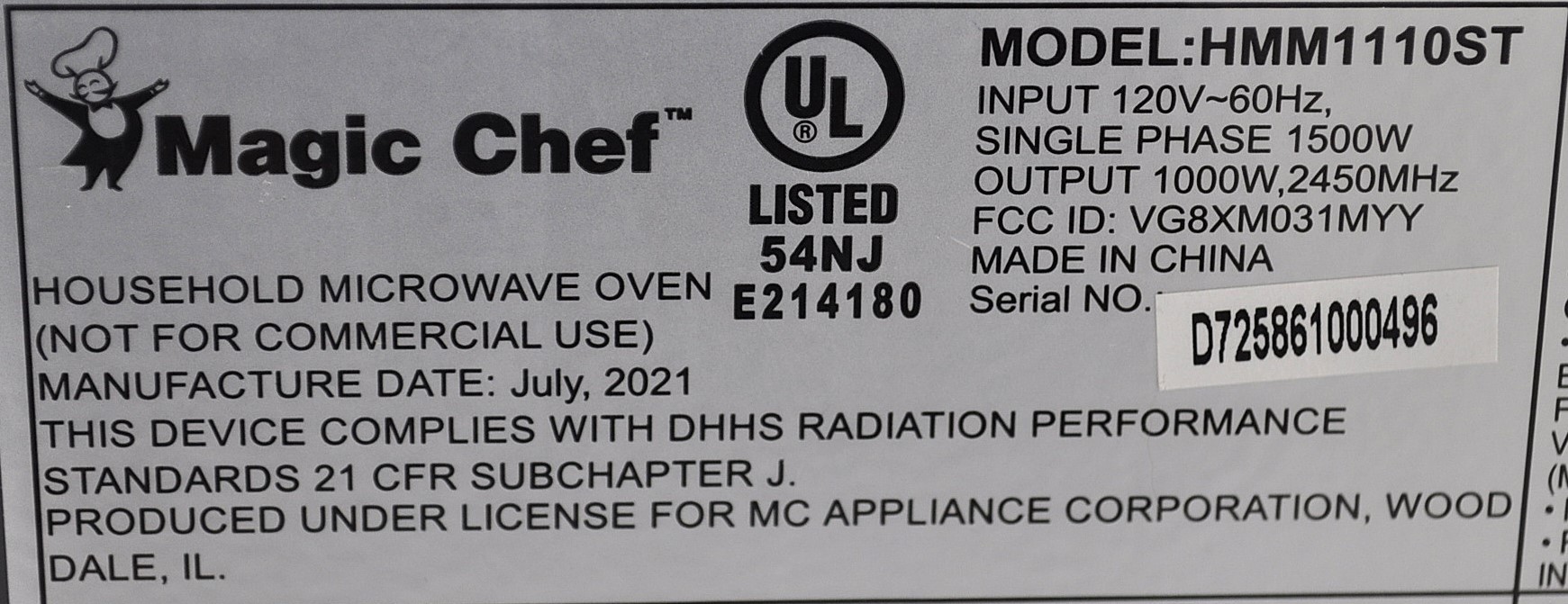 Magic Chef HMM1110ST - Item 265262