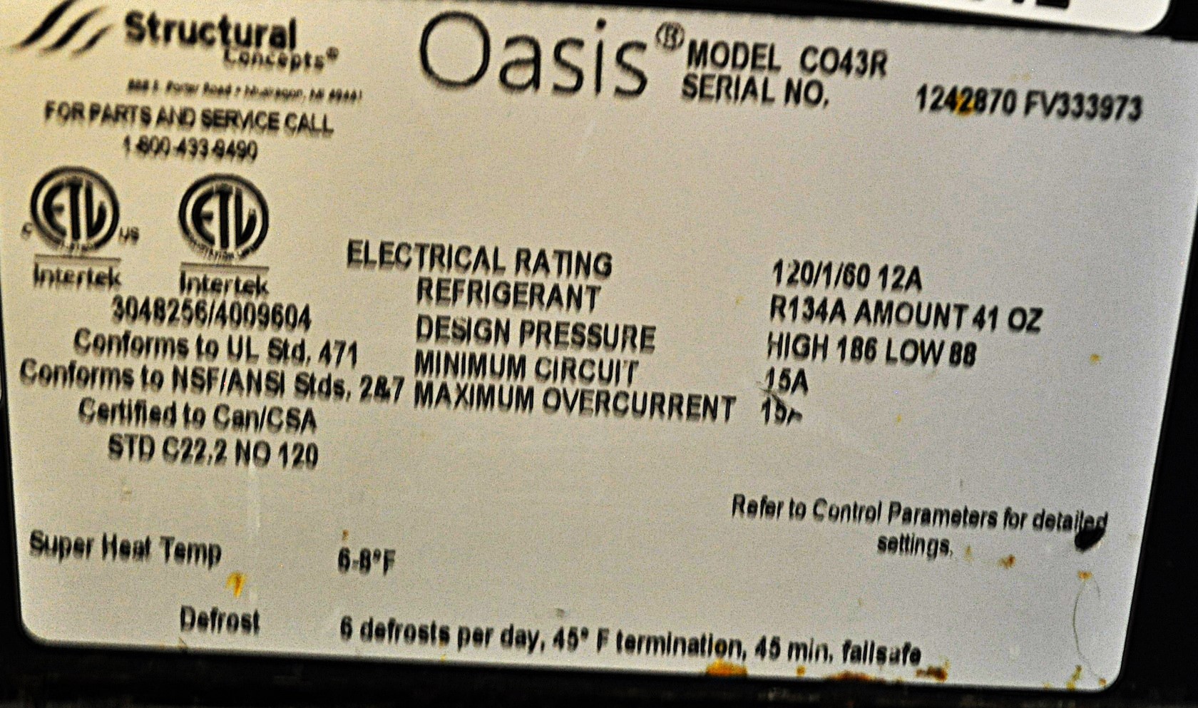 Structural Concepts CO43R - Item 265427