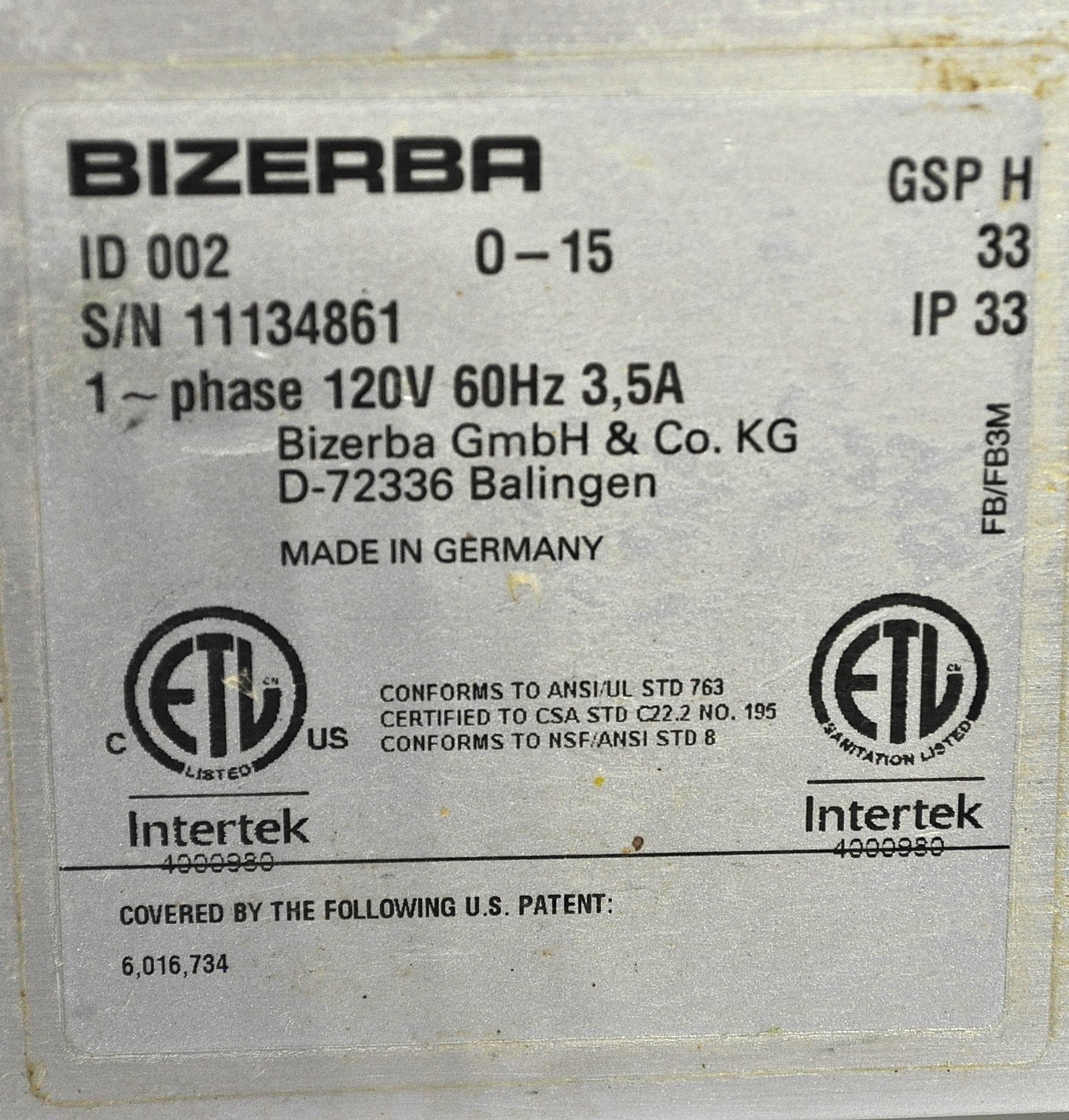 Bizerba GSP H - Item 265679