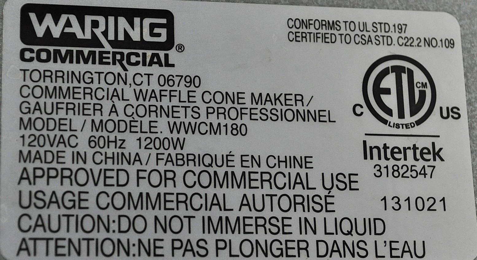 Waring WWCM180 - Item 265911