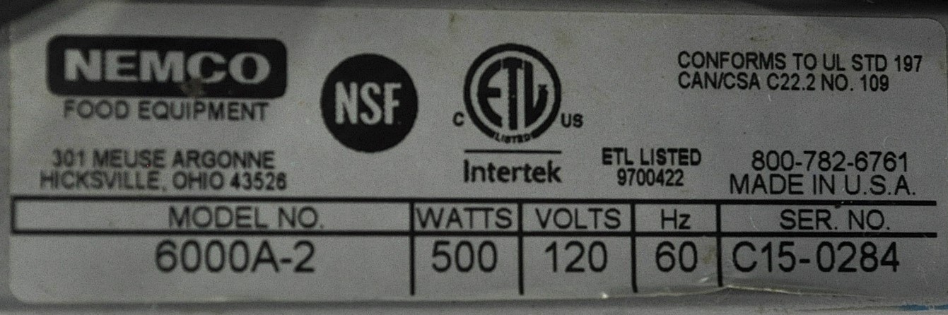 Nemco 6000A-2 - Item 265919