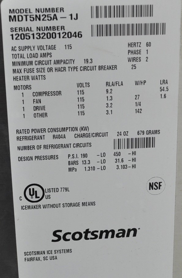 Scotsman MDT5N25A-1J - Item 265920